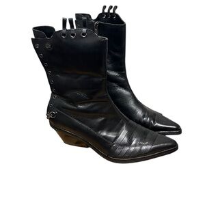 Harley Davidson Vannis Heel Leather Boots With Chains Women Size 8